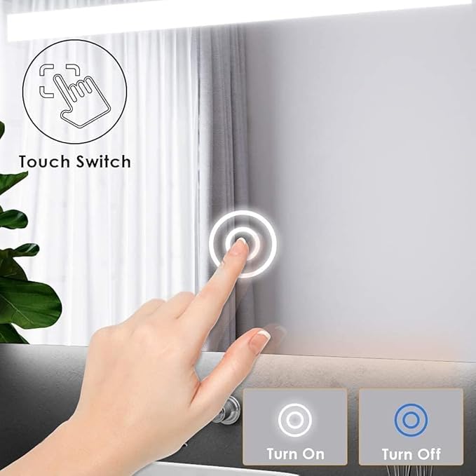 Round LED Bathroom Mirrors with Three Color temperatures and 3D Edge Lighting for Bathroom Walls Dimmable Memory Function with Front and Backlighting Anti-Fog Features. - Image 3