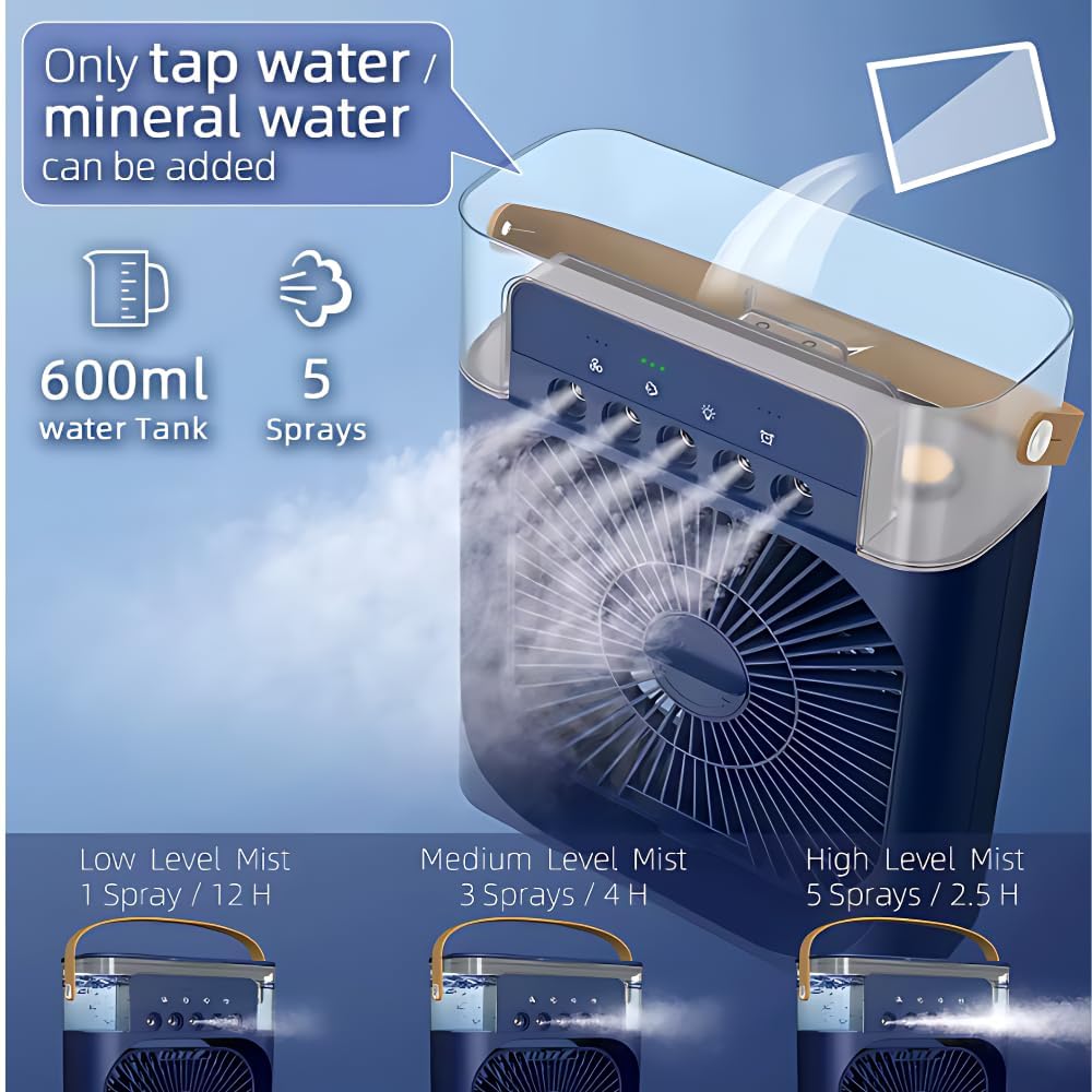Drumstone (๐๐ฉ๐๐๐ข๐๐ฅ ๐๐ ๐๐๐๐ซ๐ฌ ๐๐๐ซ๐ซ๐๐ง๐ญ๐ฒ) Portable Mini Air Cooler Fan โ Silent Evaporative Cooling with 3 Adjustable Speeds, Timer & Night Light, Energy Saving Personal Cooler - Image 2