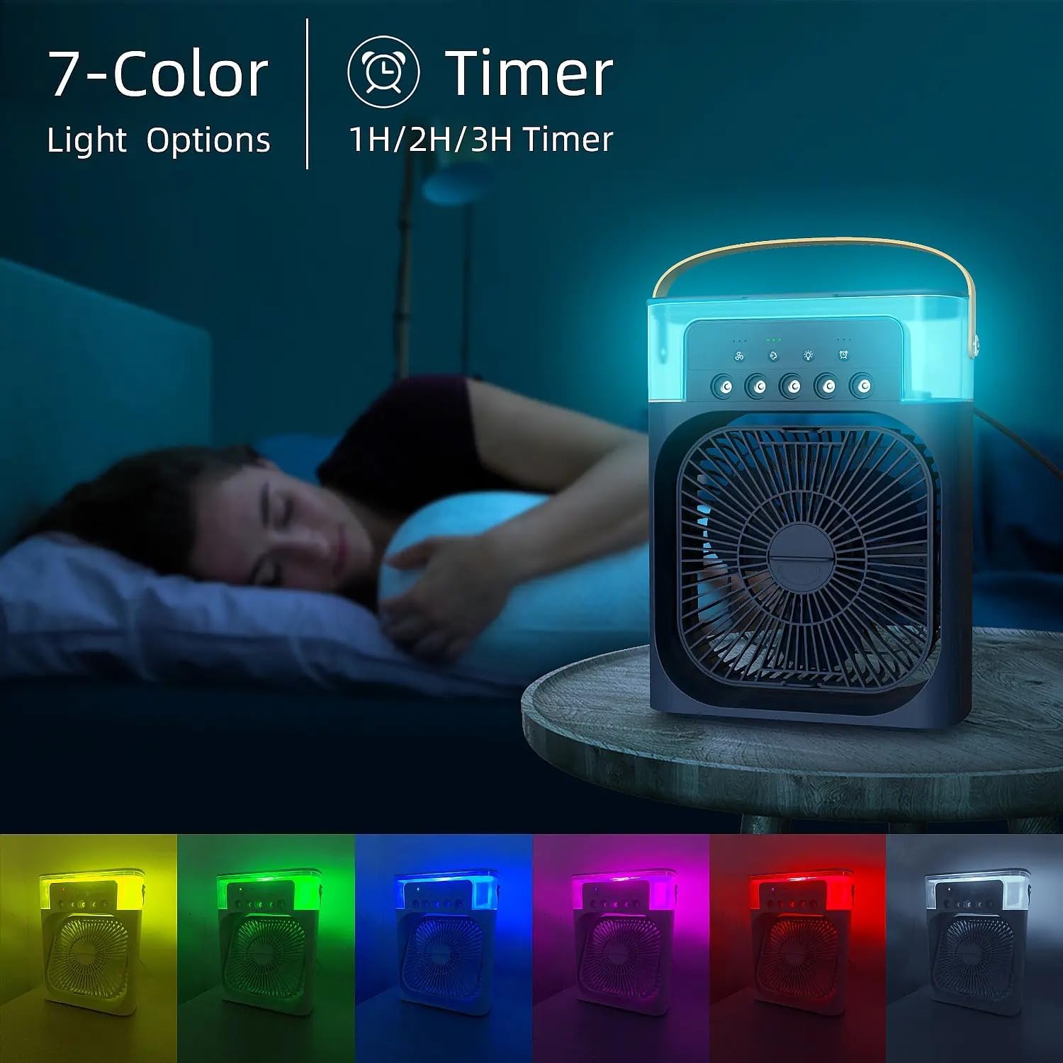 Drumstone (๐๐ฉ๐๐๐ข๐๐ฅ ๐๐ ๐๐๐๐ซ๐ฌ ๐๐๐ซ๐ซ๐๐ง๐ญ๐ฒ) Portable Mini Air Cooler Fan โ Silent Evaporative Cooling with 3 Adjustable Speeds, Timer & Night Light, Energy Saving Personal Cooler - Image 4